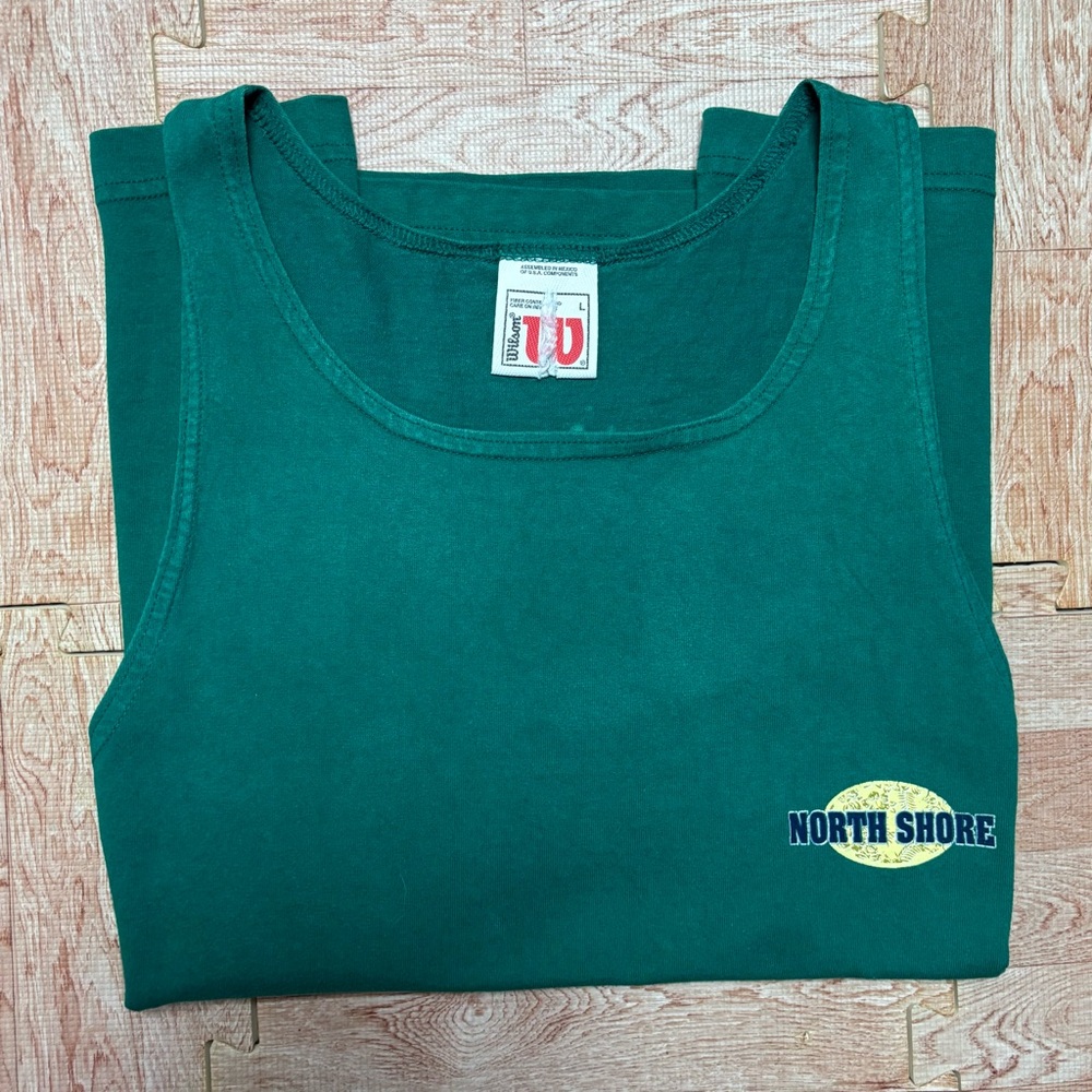 VTG Wilson North Shore Hawaii Surfing Tank Top Large Green Sleeveless Shirt RARE - Picture 15 of 15